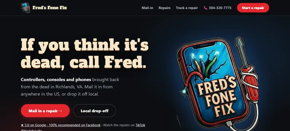 Fred's Fone Fix homepage